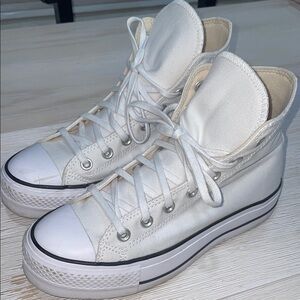 Classic White High-Top Platform Converse
